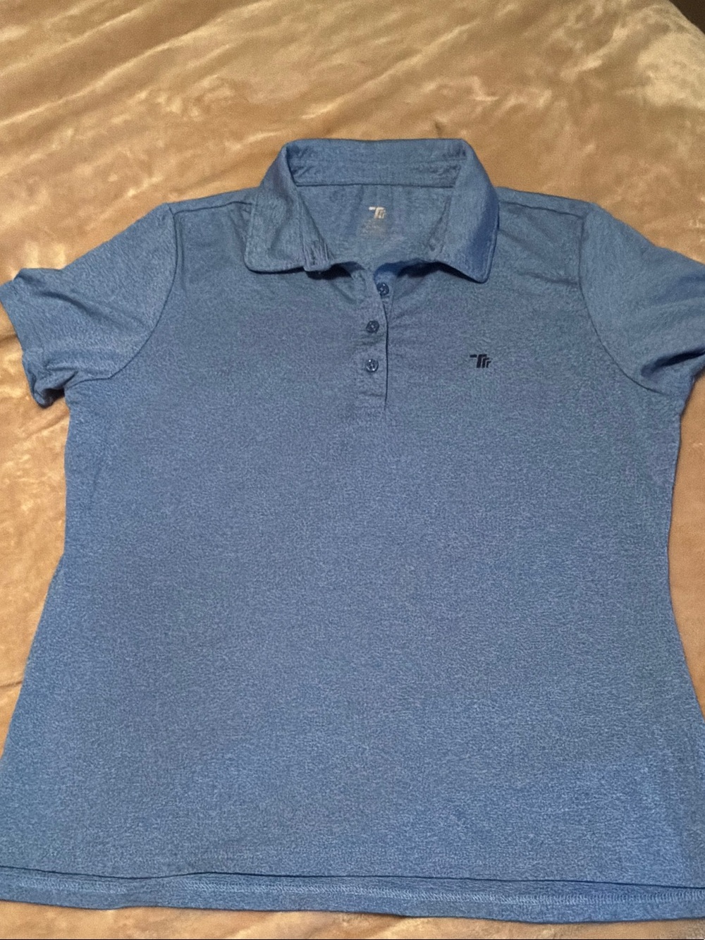 Tasso Elba Heathered Light Blue Short-Sleeve Button-Down Polo